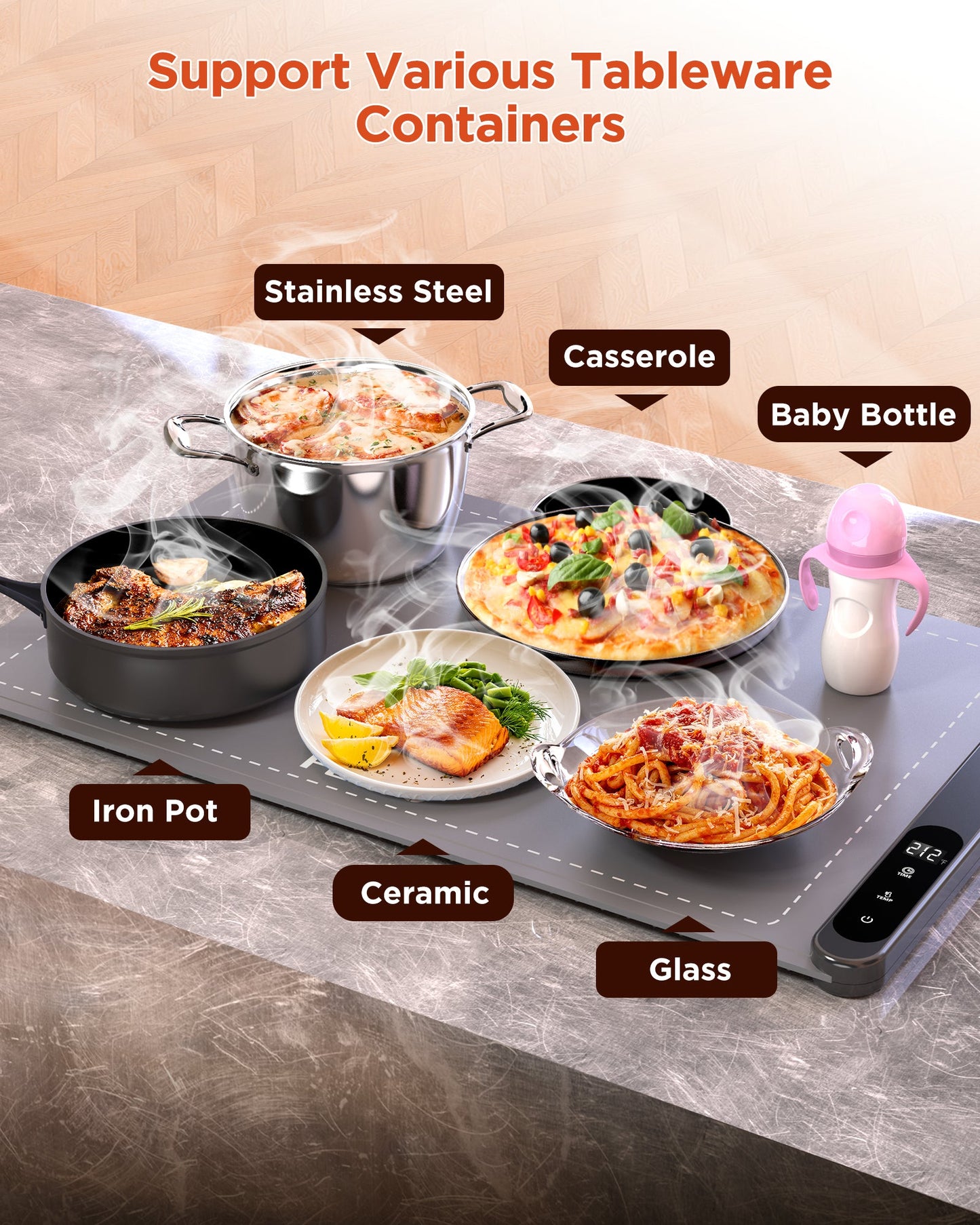 PrepSeeker Warming Mat Graphene Fast Full Surface Electric Warming Tray